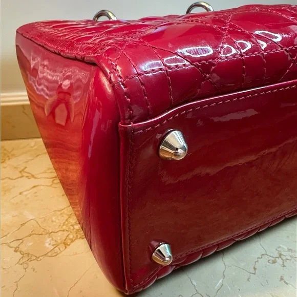 Lady Dior in Cherry Red with Signature Cannage Stitching - Picture 9 of 15